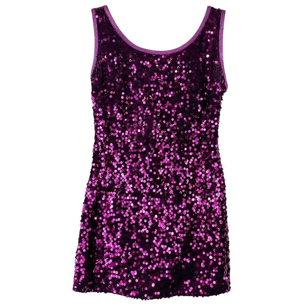 Gia Mia Dancewear Fuchsia Pink Magenta Full Sequin Tank Top Size MC USA Made